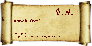 Vanek Axel névjegykártya